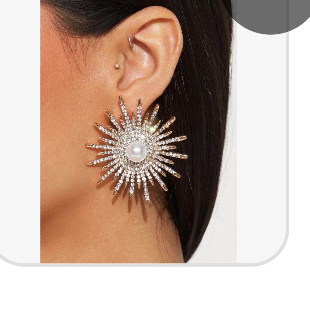 Gold and Silver Sunburst Pearl Earrings